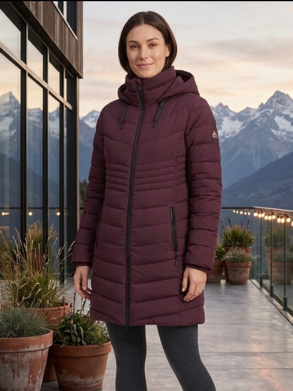 DKNY Deep Plum Quilted Down Puffer Coat Water-Resistant NWT Women’s XL
